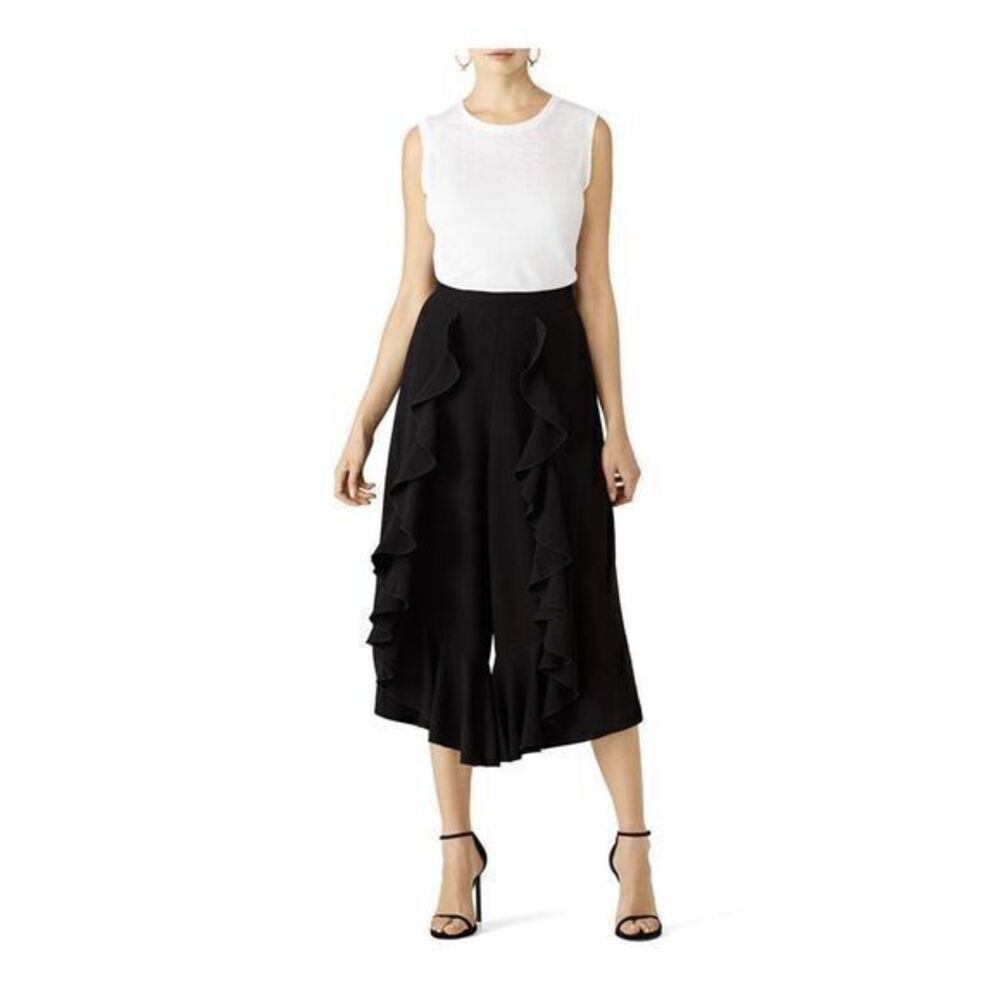 ALEXIS Mulan Black Ruffle Culottes Capri Pants SMALL/ US 2